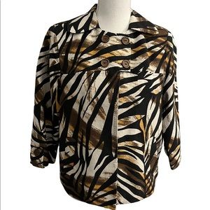 Scott Taylor Silk Textured Zebra Print Button Cape Jacket